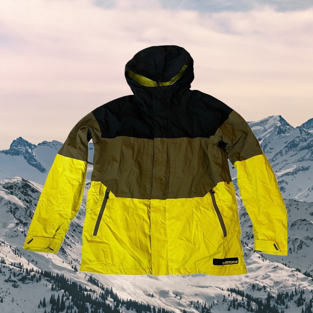 Burton DryRide Da Nang Ski Snowboard Jacket Yellow‎ Black Colorblock Size S